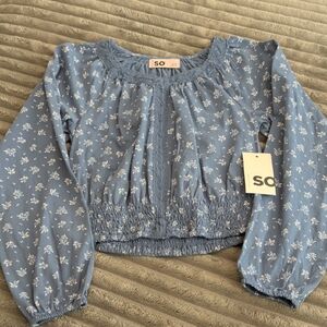 NWT SO Light Blue Floral Blouse